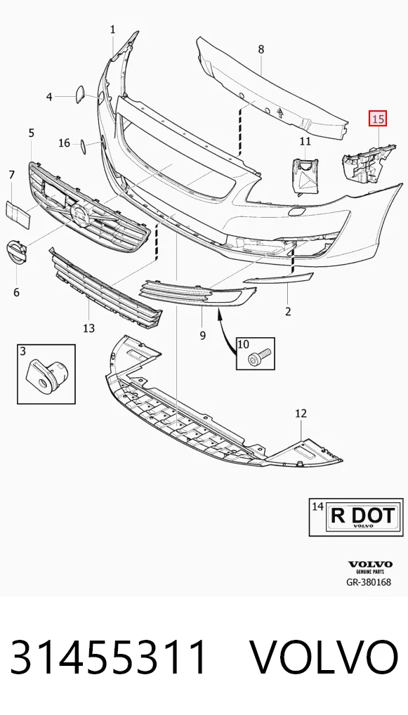 31455311 Volvo Кронштейн крепления бампера переднего правый