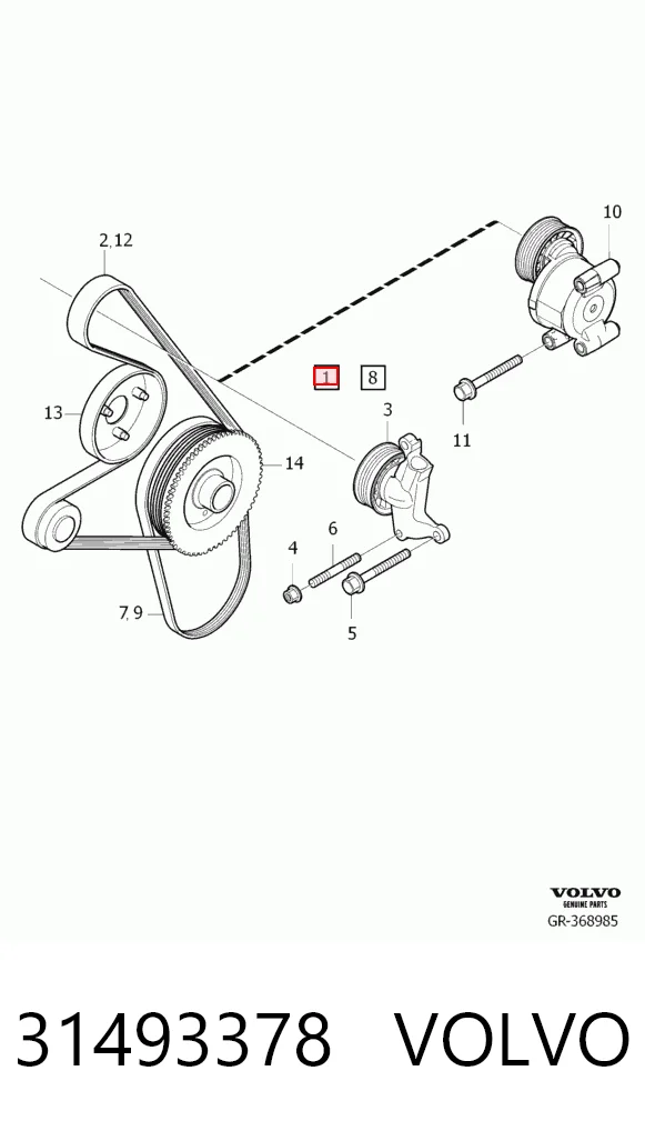 31493378 Volvo Натяжитель клинового ремня