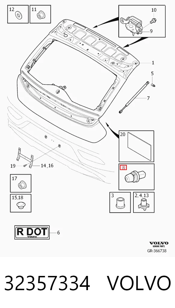 32357334 Volvo Отбойник крышки багажника