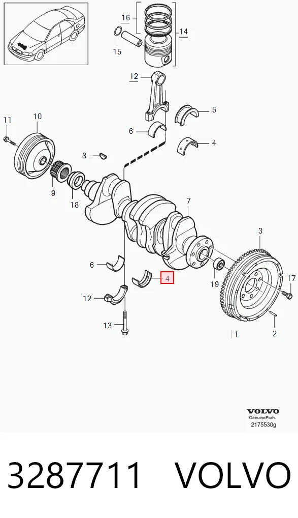 Вкладыши коленвала коренные, стандарт (STD) King MB5180AMSTD цена, от 25.84 USD