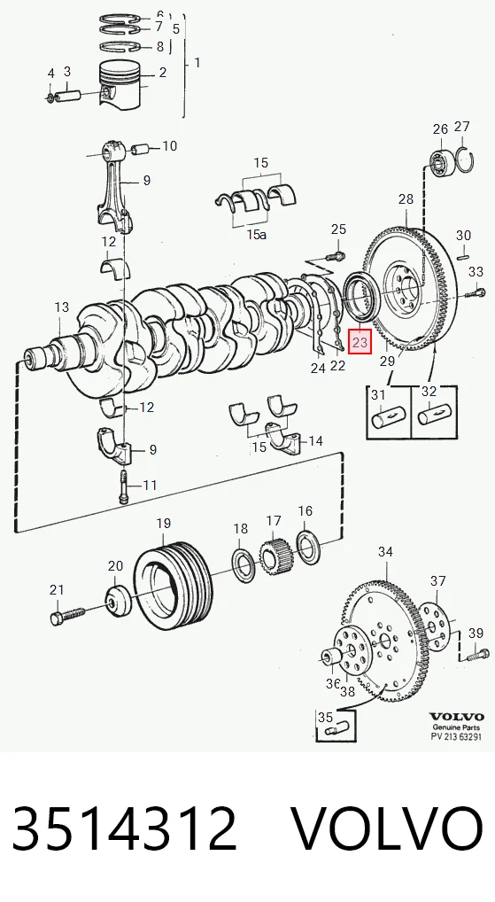 Сальник коленвала двигателя, задний на Volvo 740  744