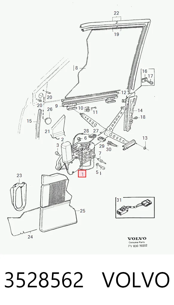 Стеклоподъемник передней правой двери Volvo 940 седан (944) (1990 - 1994) цена, от 248.87 USD