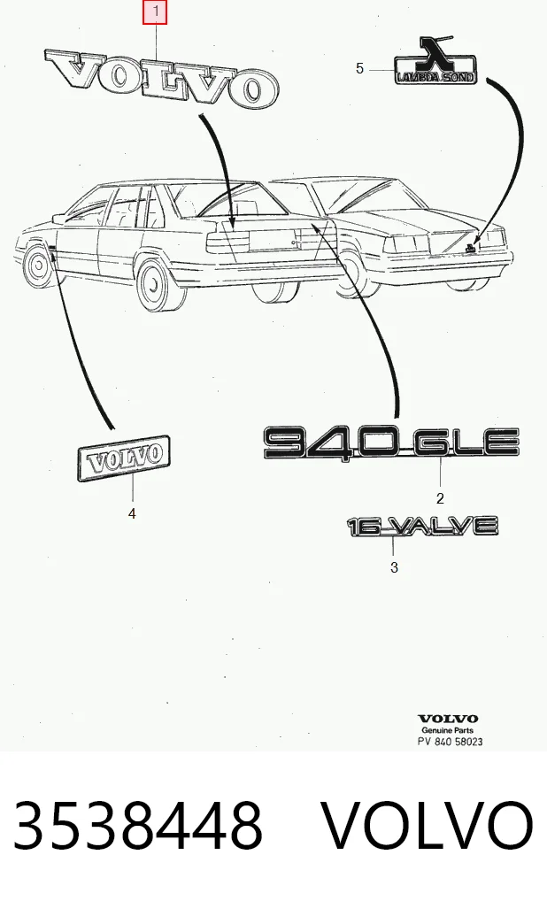 Фирменный значек на багажник на Volvo 940  944