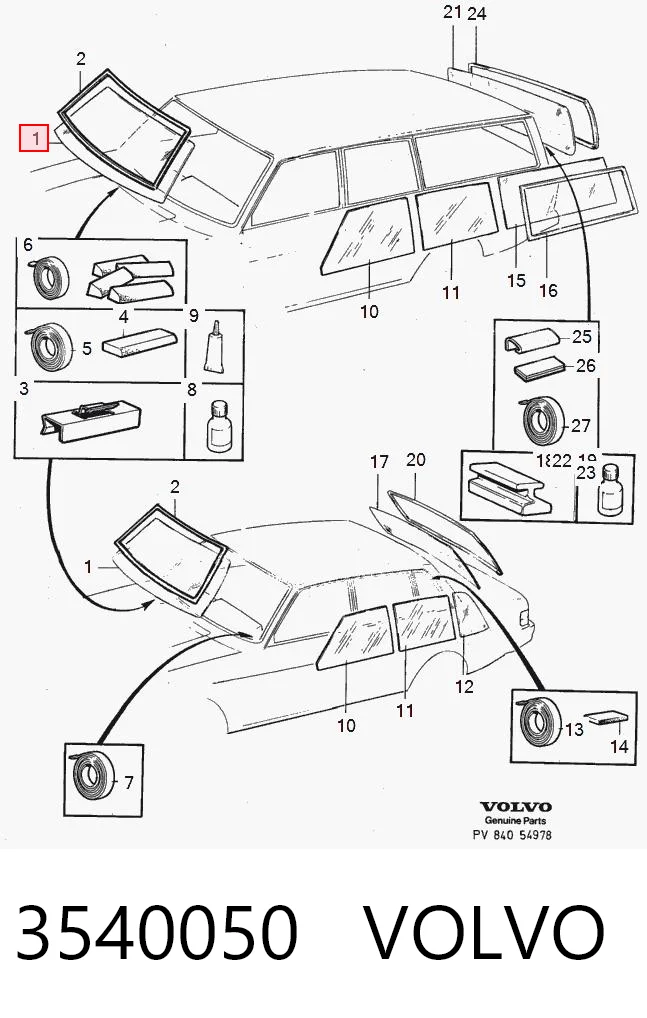 Стекло лобовое  VOLVO 3540050