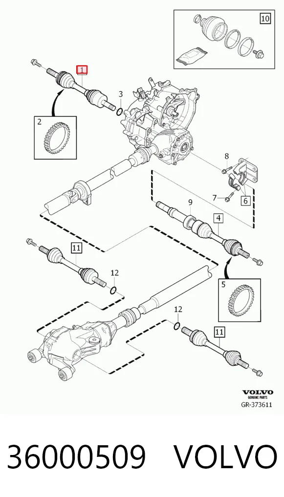 36000509 Volvo Полуось передняя левая
