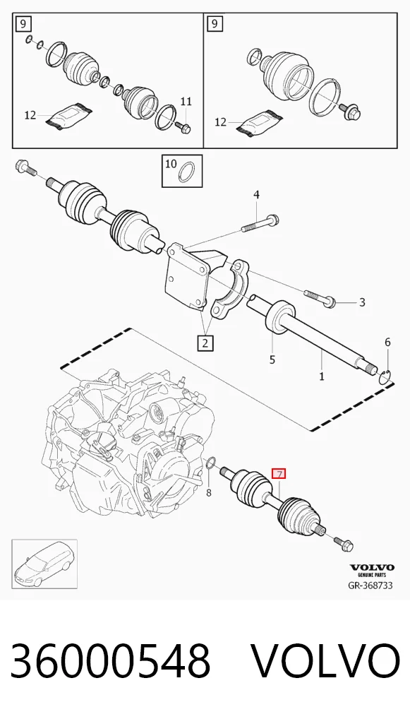 36000548 Volvo Полуось передняя левая
