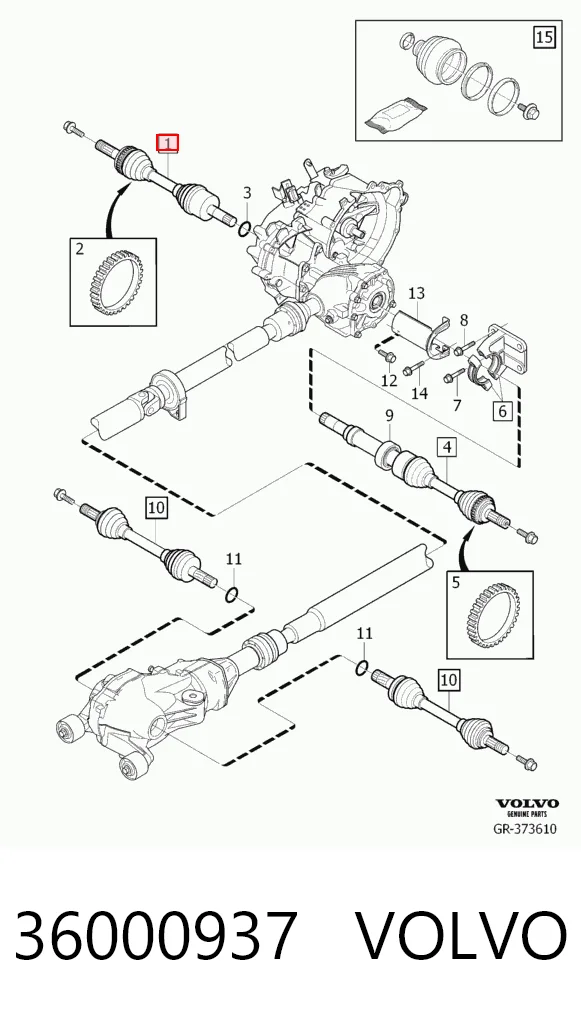 36000937 Volvo Полуось передняя левая