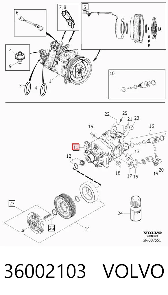36002103 Volvo Компрессор хладагента