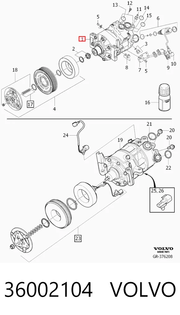 36002104 Volvo Компрессор хладагента