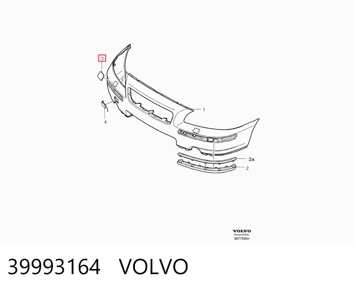 39993164 Volvo Накладка форсунки омывателя фары передней