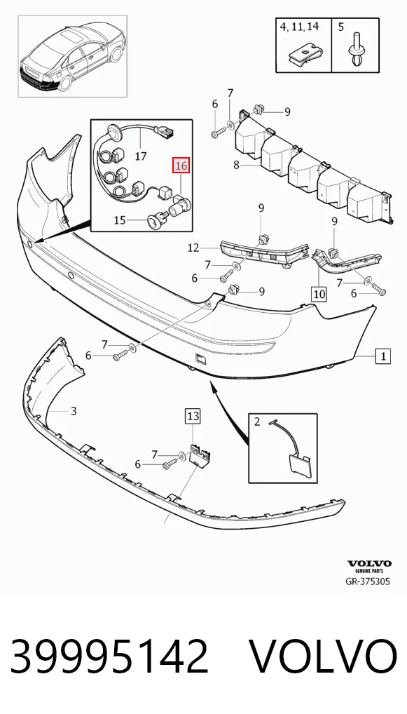 39995142 Volvo Задние парктроники
