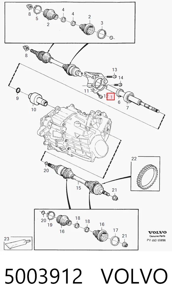 Привод передний правый Volvo S70 седан (LS, LT) (1997 - 2000) цена, от 110.44 USD