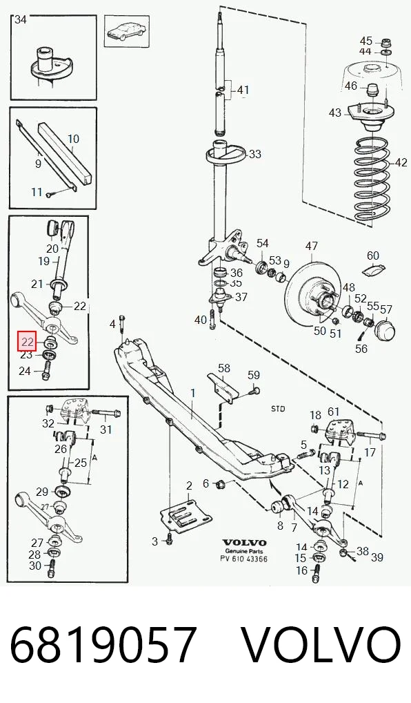 6819057 Volvo Сайлентблок реактивной тяги задний