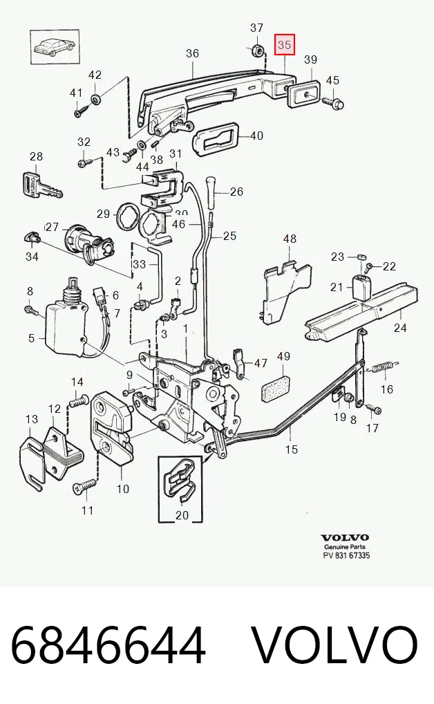 6846644 Volvo Ручка передней двери наружная, левая