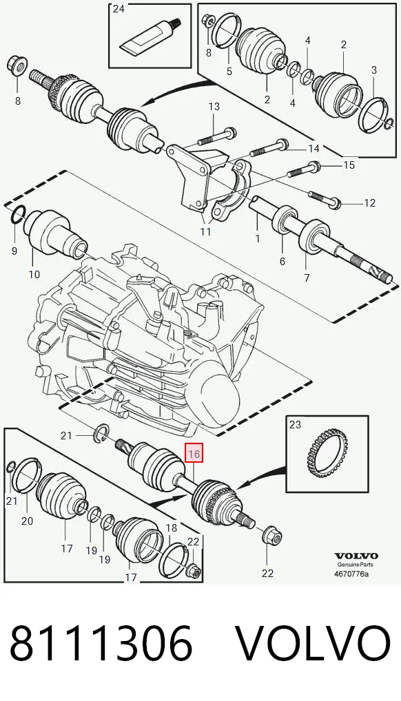 8111306 Volvo Полуось передняя левая