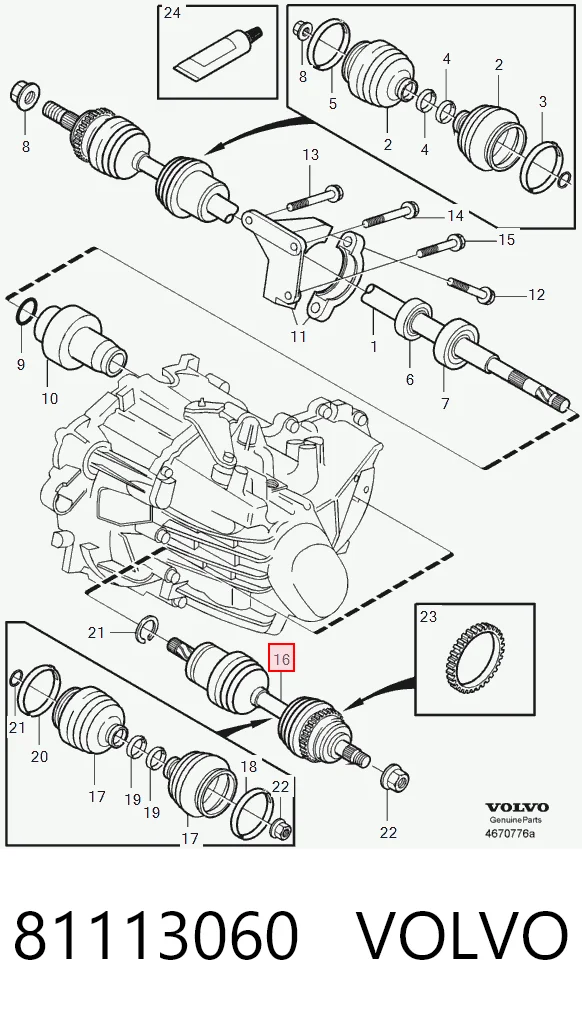 81113060 Volvo Полуось передняя левая