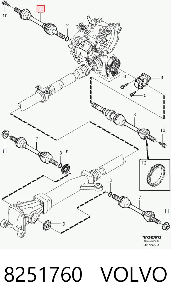 8251760 Volvo Полуось передняя левая