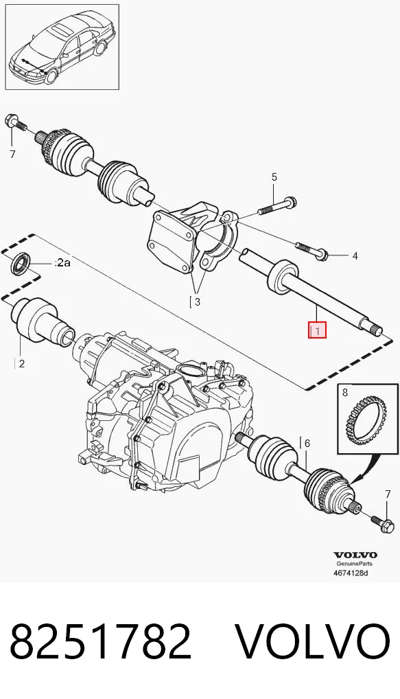 8251782 Volvo Полуось передняя левая