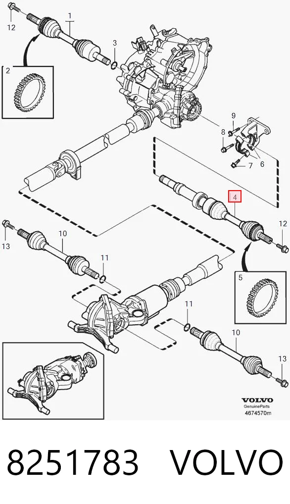 8251783 Volvo Полуось передняя, правая
