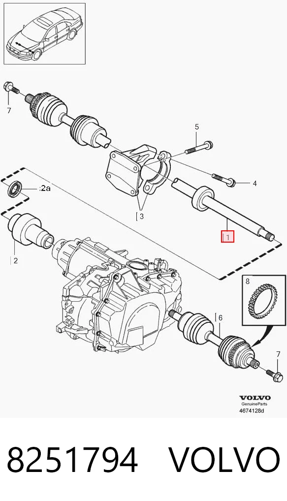 8251794 Volvo Полуось передняя, правая