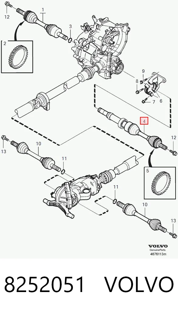 8252051 Volvo Полуось передняя, правая