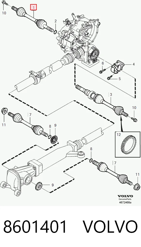 Левая полуось Posterparts BB1357