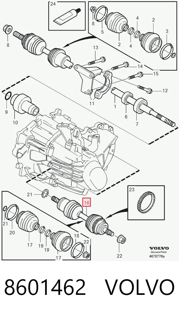 8601462 Volvo Полуось передняя левая