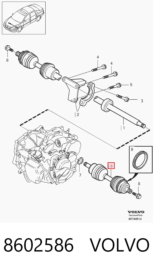  Левая полуось Volvo S80 1