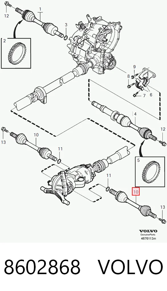 8602868 Volvo Полуось задняя левая