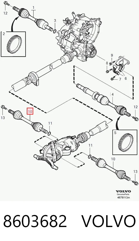 8603682 Volvo Полуось задняя левая