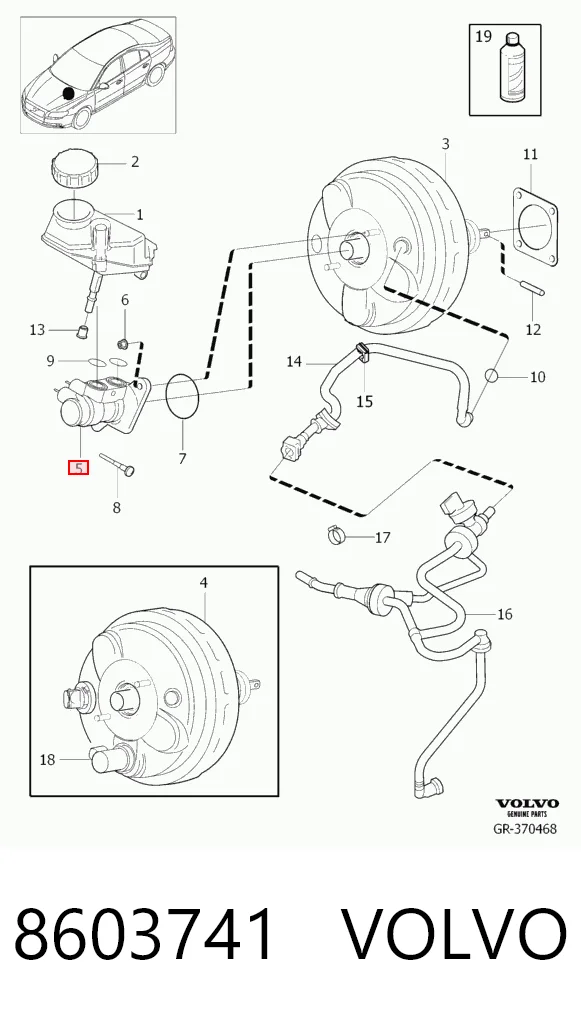 Цилиндр тормозной, главный на Volvo S80 II AS, AR