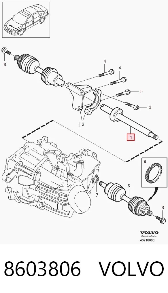 8603806 Volvo трипоид внутреннего шруса