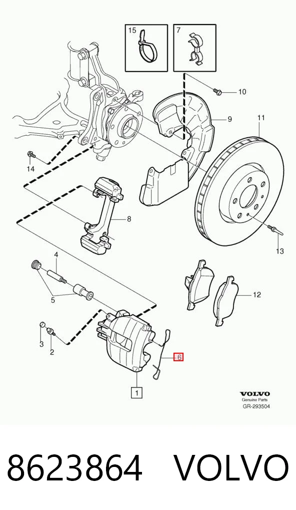 8623864 Volvo Комплект пружинок крепления дисковых передних колодок