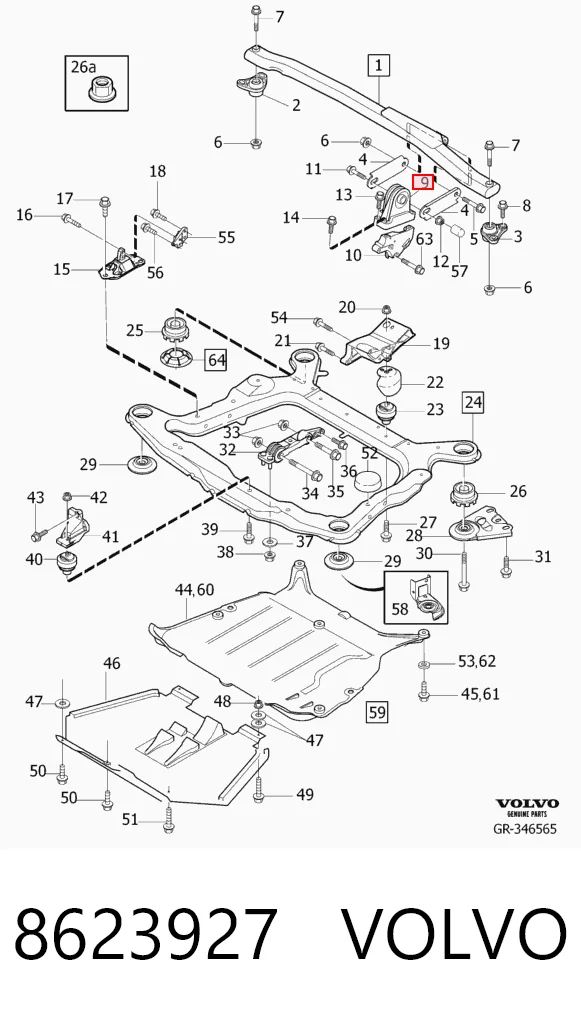 8623927 Volvo Подушка (опора) двигателя, верхняя