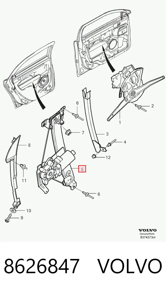 8626847 Volvo Механизм стеклоподъемника двери задней, левой