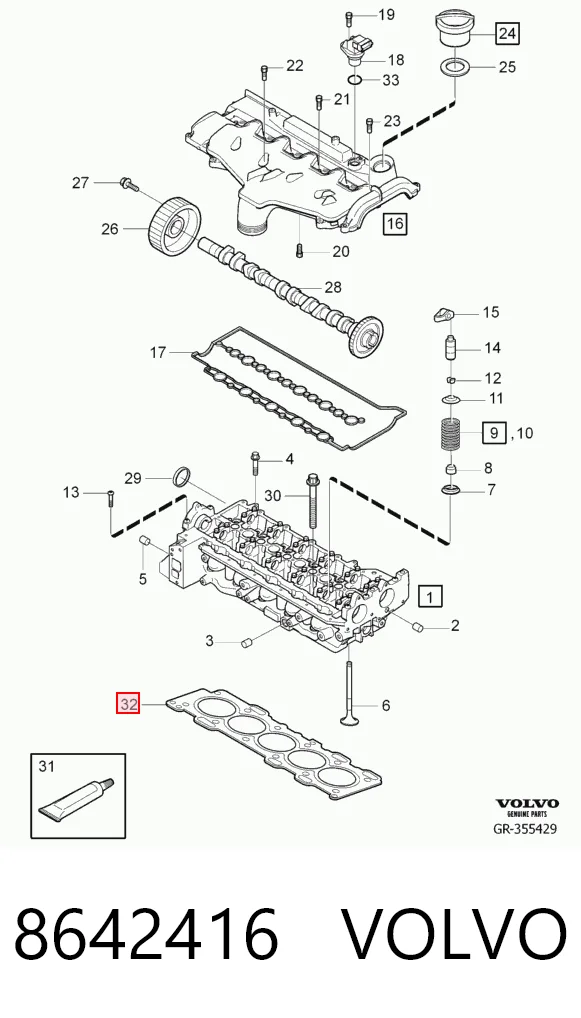 Прокладка головки блока на Volvo S80 I TS, TH, KV