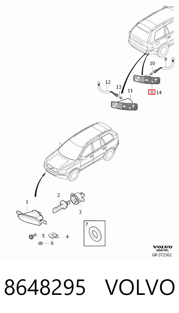 8648295 Volvo Правый катафот бампера