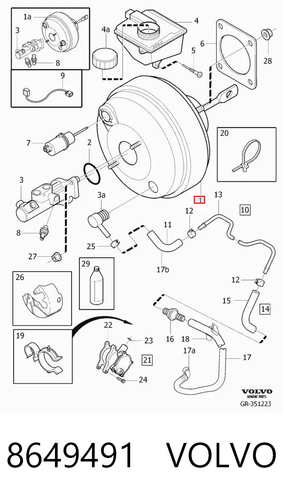 8649491 Volvo Усилитель тормоза вакуумный