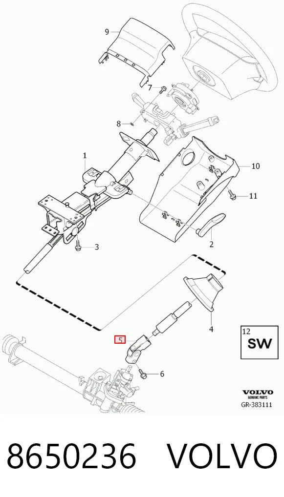 8650236 Volvo Кардан вала рулевой колонки, нижний