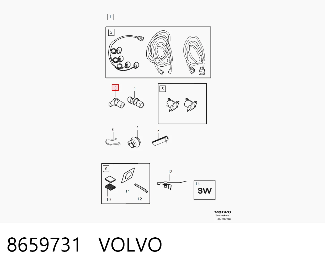 8659731 Volvo Задние парктроники
