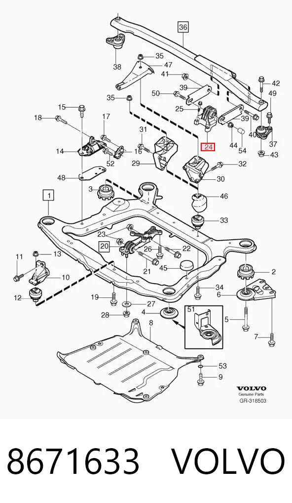 8671633 Volvo Подушка (опора) двигателя, верхняя