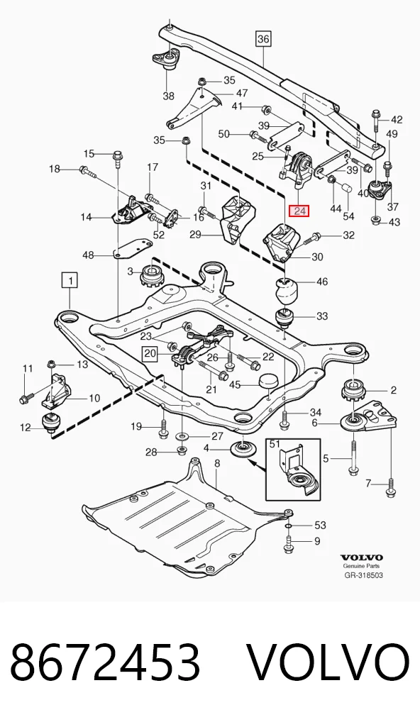 8672453 Volvo Подушка (опора) двигателя, верхняя