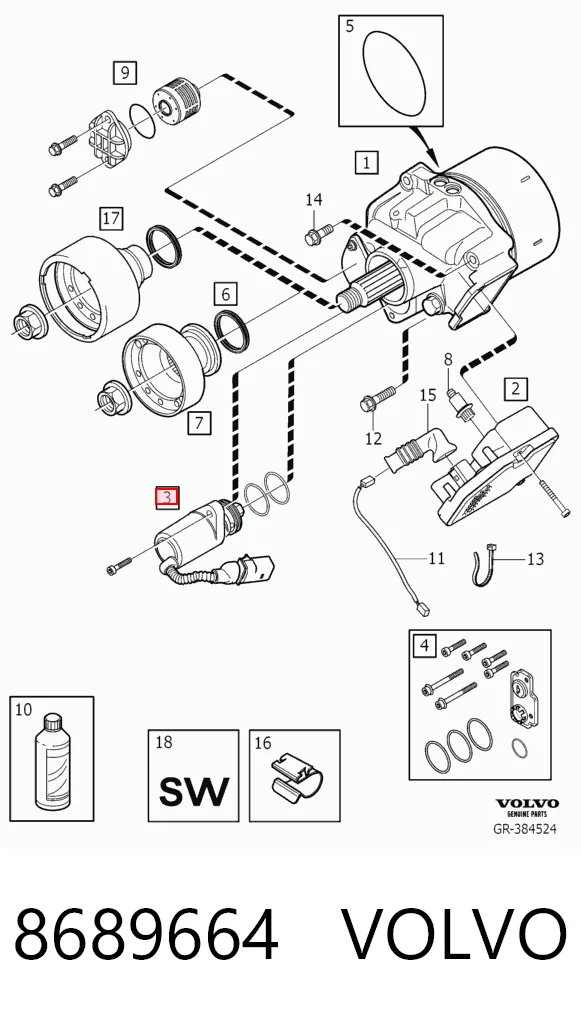 8689664 Volvo Насос муфты Haldex