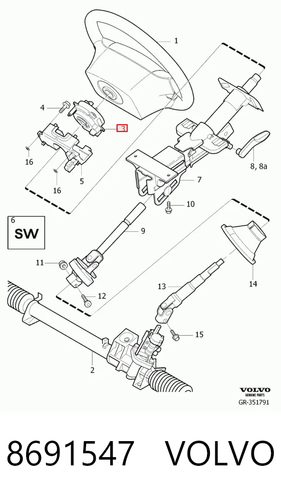 Кольцо подушки безопасности на Volvo S80 I TS, TH, KV