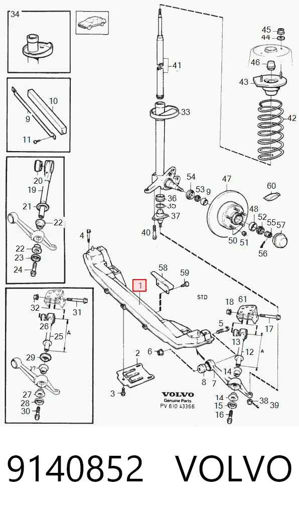  Подрамник передний Volvo 740 
