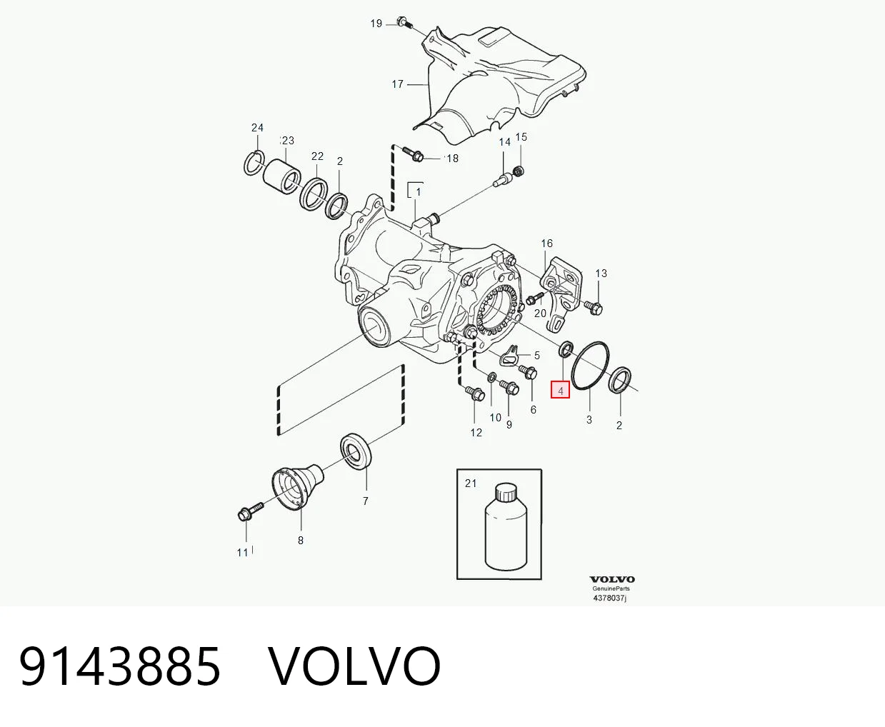 9143885 Volvo Сальник раздаточной коробки, задний, выходной