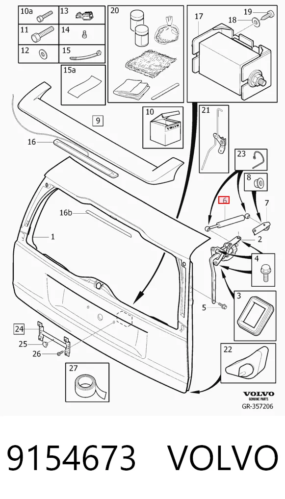 9154673 Volvo Амортизатор крышки багажника
