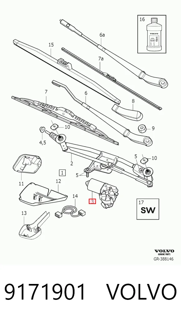 9171901 Volvo Мотор стеклоочистителя передний