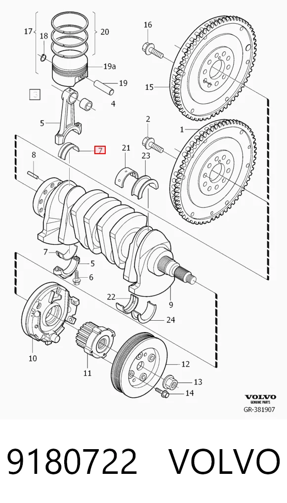 Шатунные вкладыши коленчатого вала Volvo S80 I седан (TS, TH, KV) (1998 - 2006) цена, от 96.11 USD