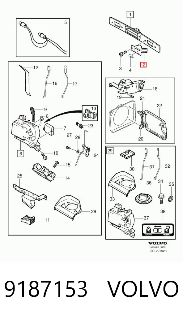 9187153 Volvo Фонарь освещения номера
